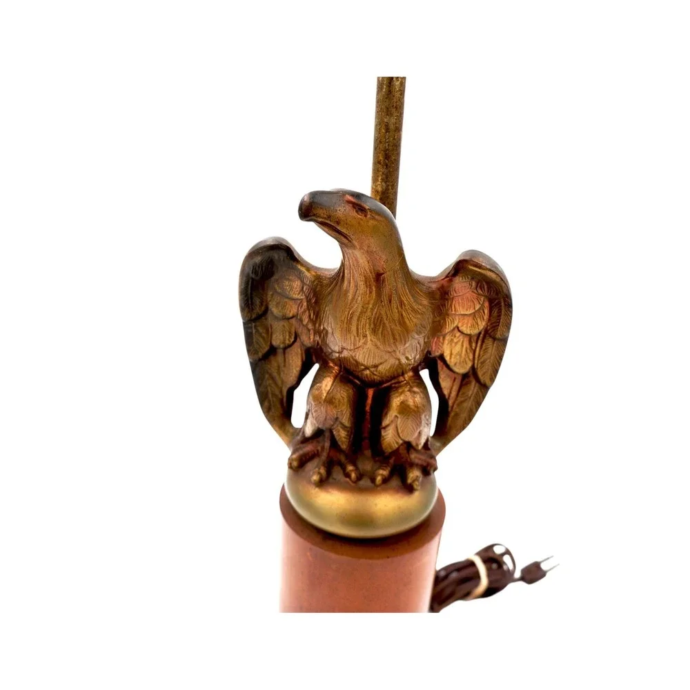 Vintage Brass Eagle Table Lamp Lighting Luxury Light MCM Mid Century Modern Wood